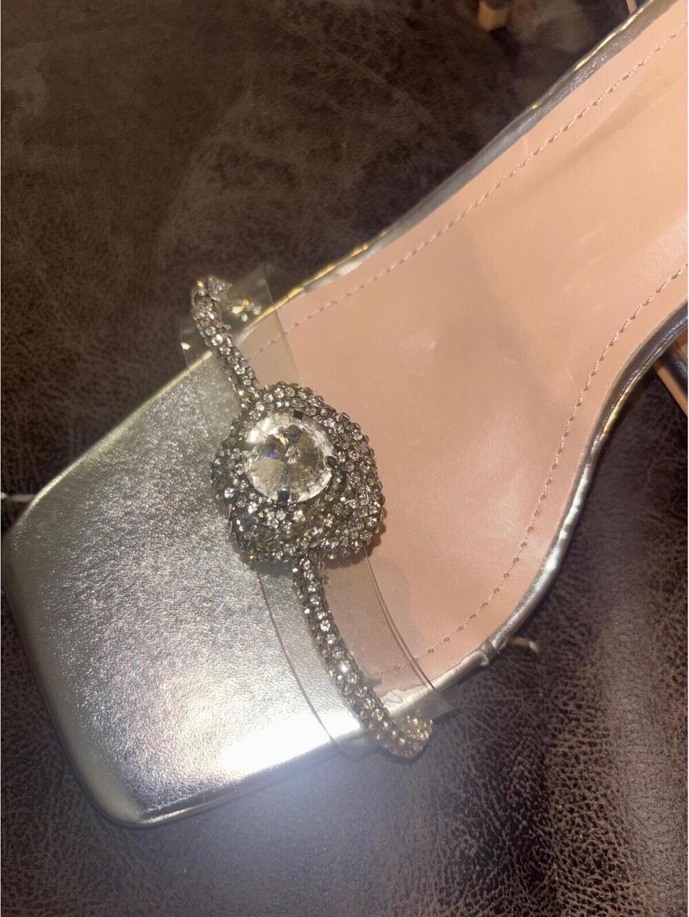 Lulus Silver Rhinestone Stiletto Heels Size 11 Formal Party Shoes - Picture 3 of 7